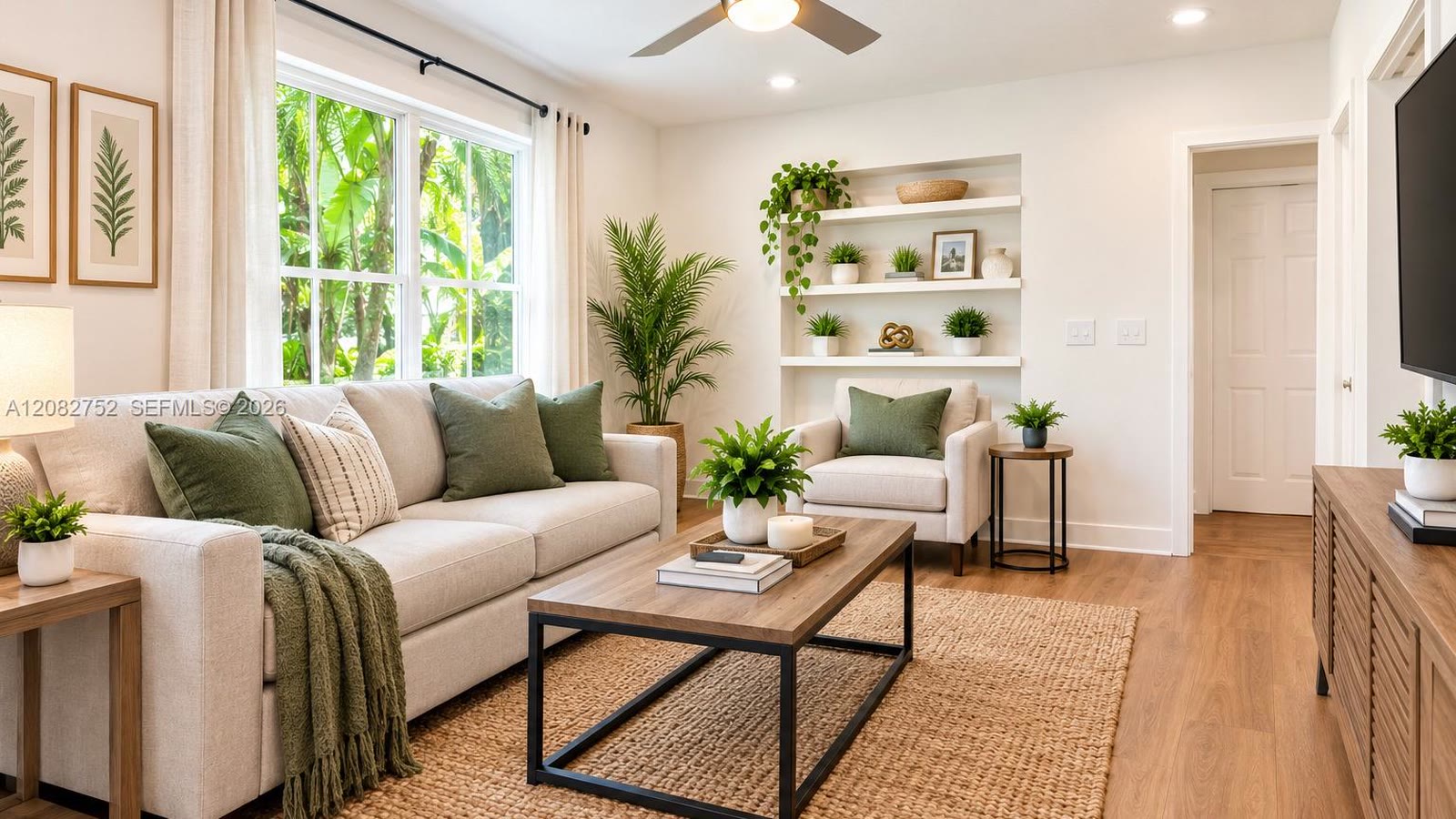 Living room with garden window at 4790 SW 65th Avenue unit 2, Davie